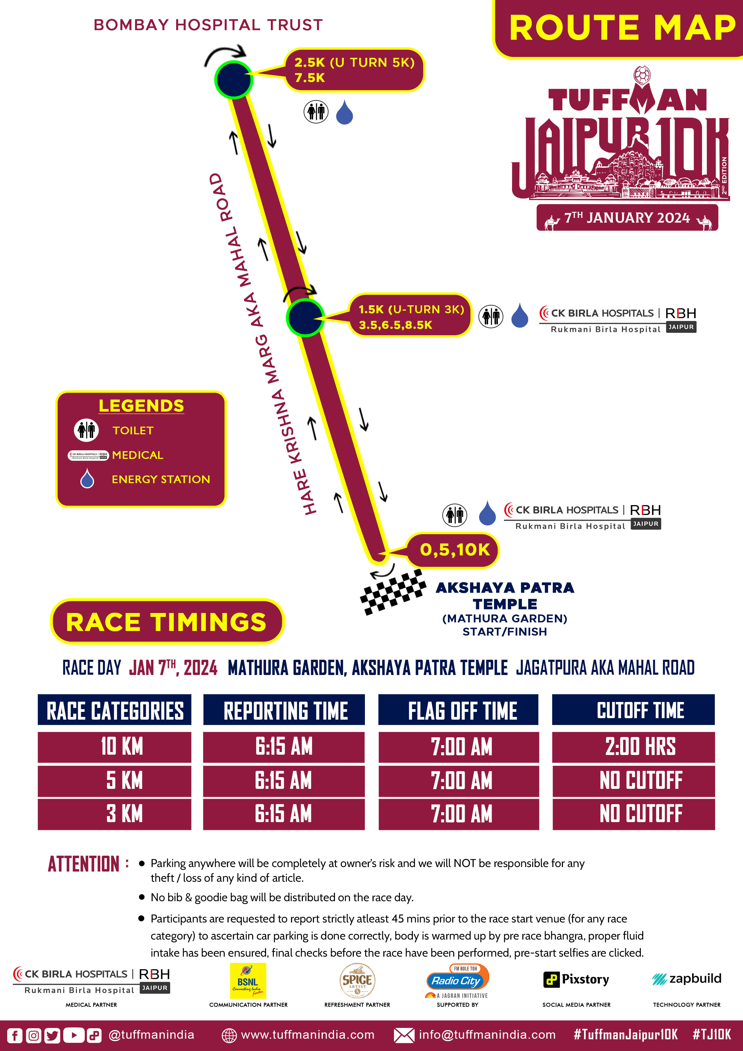 RACE TIMINGS & ROUTE MAP
