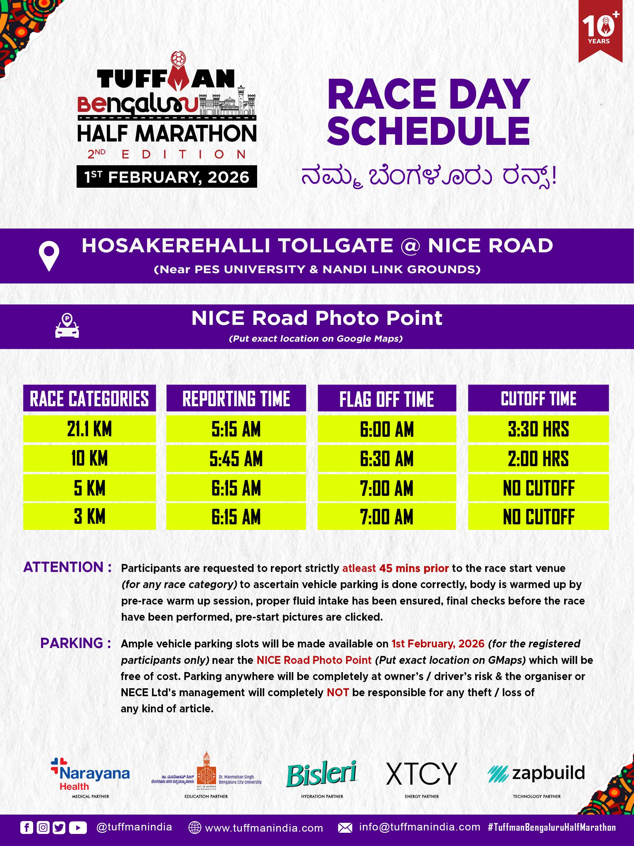 RACE TIMINGS